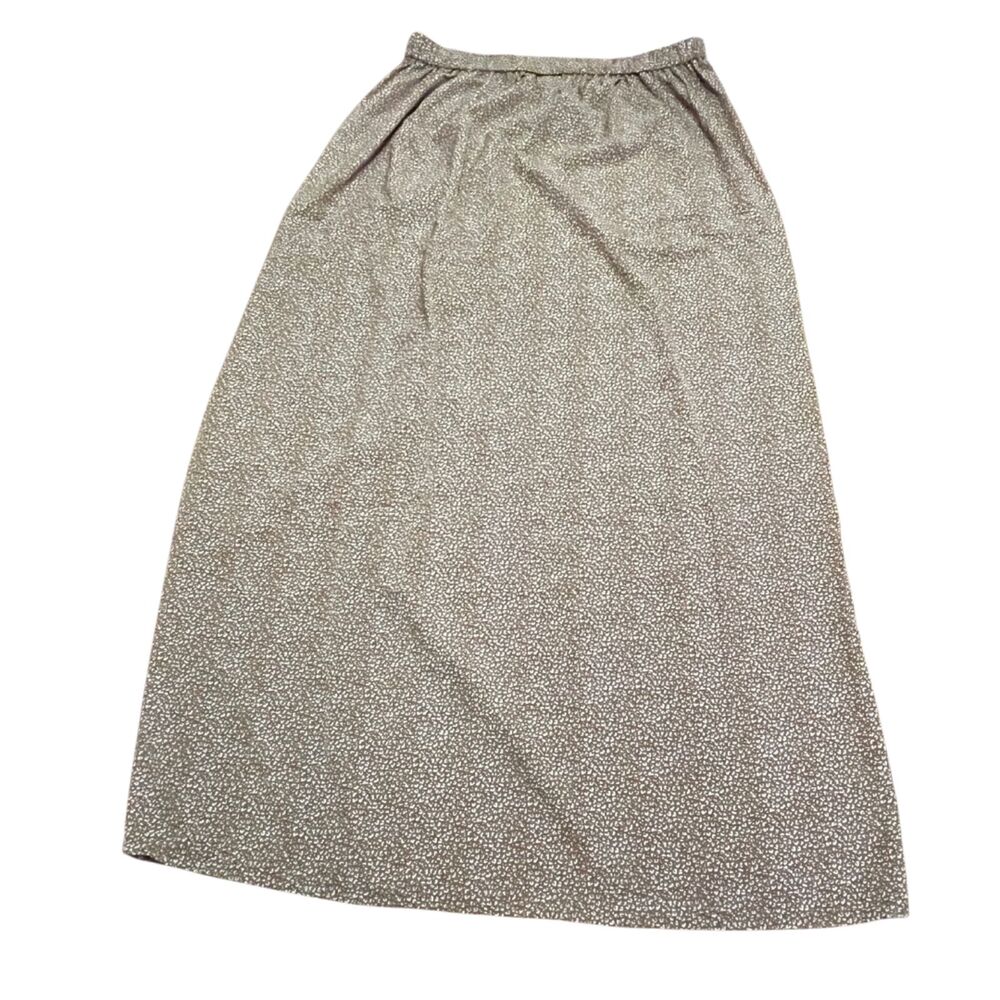 ALREDINE WOMEN'S SZ LG ANIMAL PRINT FRONT SIDE SLIT FAUX BUTTONS TAN AND WHITE